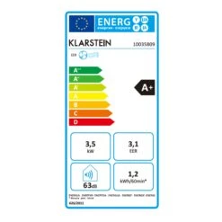 Grandbreeze Eco 12K Klimaanlage 3-in-1 460 M³/h 12.000 BTU/1,35 KW -Haushaltsgerätegeschäft 10035809 energy label