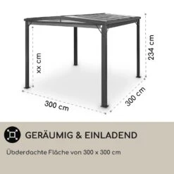 Pantheon Cortina Solid Sky Pergola Vordach 3x3m Polycarbonat -Haushaltsgerätegeschäft 10035872 de 0004 usp