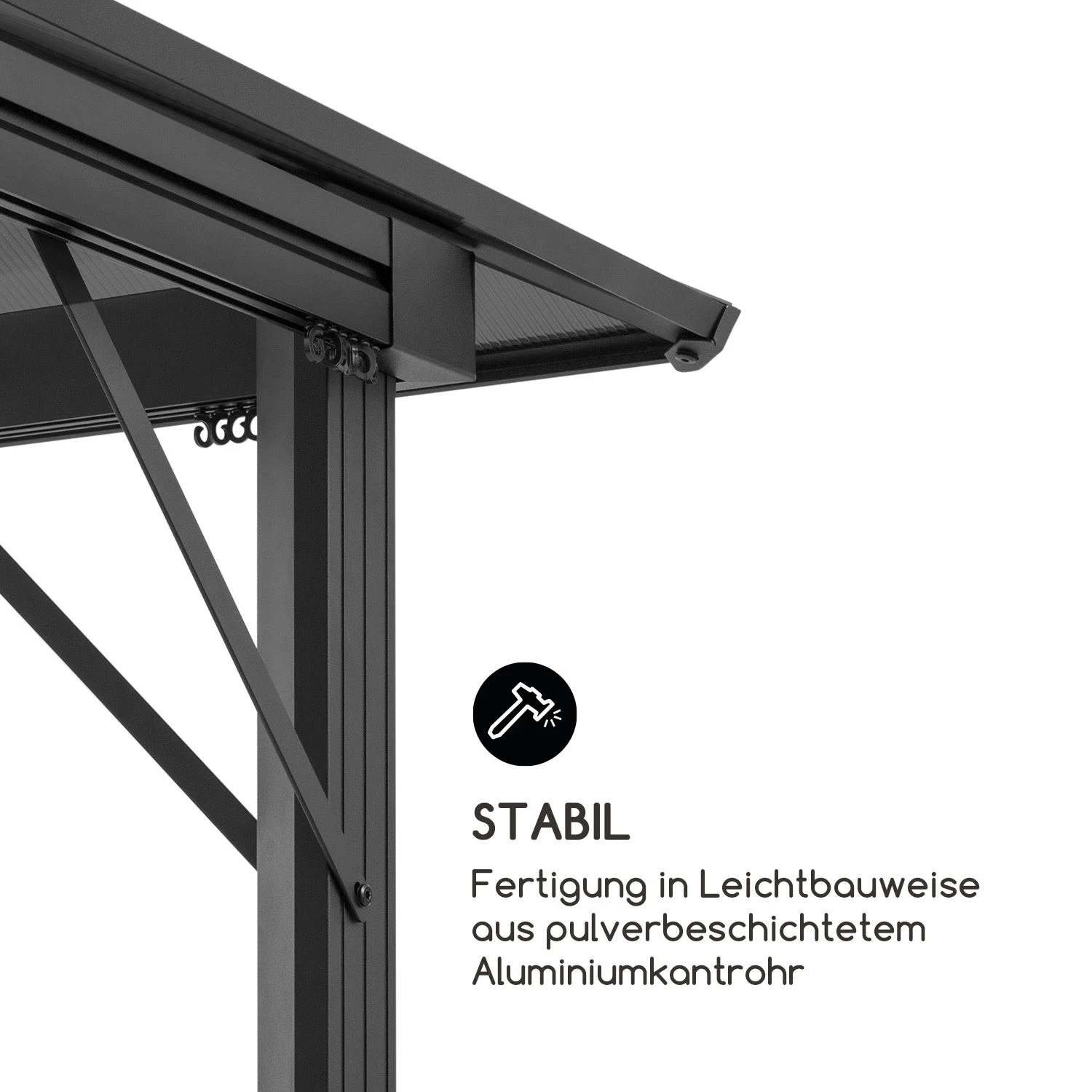 Pantheon Solid Sky Ambient Solar Pavillon Mit Grauem Dach 3x3m Polycarbonat Aluminium 8 Pantheon Solid Sky Ambient Solar Pavillon Mit Grauem Dach 3x3m Polycarbonat Aluminium – Bild 6