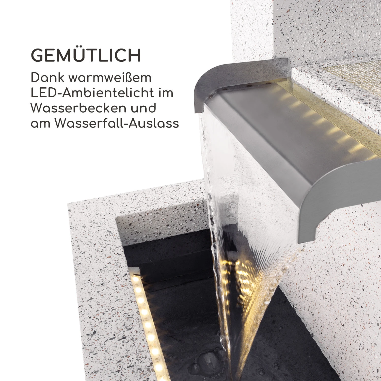 Bloomingstone Brunnen Gartenbrunnen Zierbrunnen 20W Pumpe Zink LED 6 Bloomingstone Brunnen Gartenbrunnen Zierbrunnen 20W Pumpe Zink LED – Bild 4