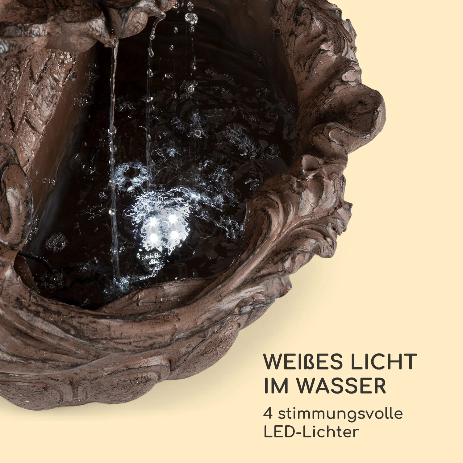 Löwenstein Wandbrunnen 2W Solar-Pumpe Polyresin 4 Weiße LED 5m Kabel 6 Löwenstein Wandbrunnen 2W Solar-Pumpe Polyresin 4 Weiße LED 5m Kabel – Bild 4