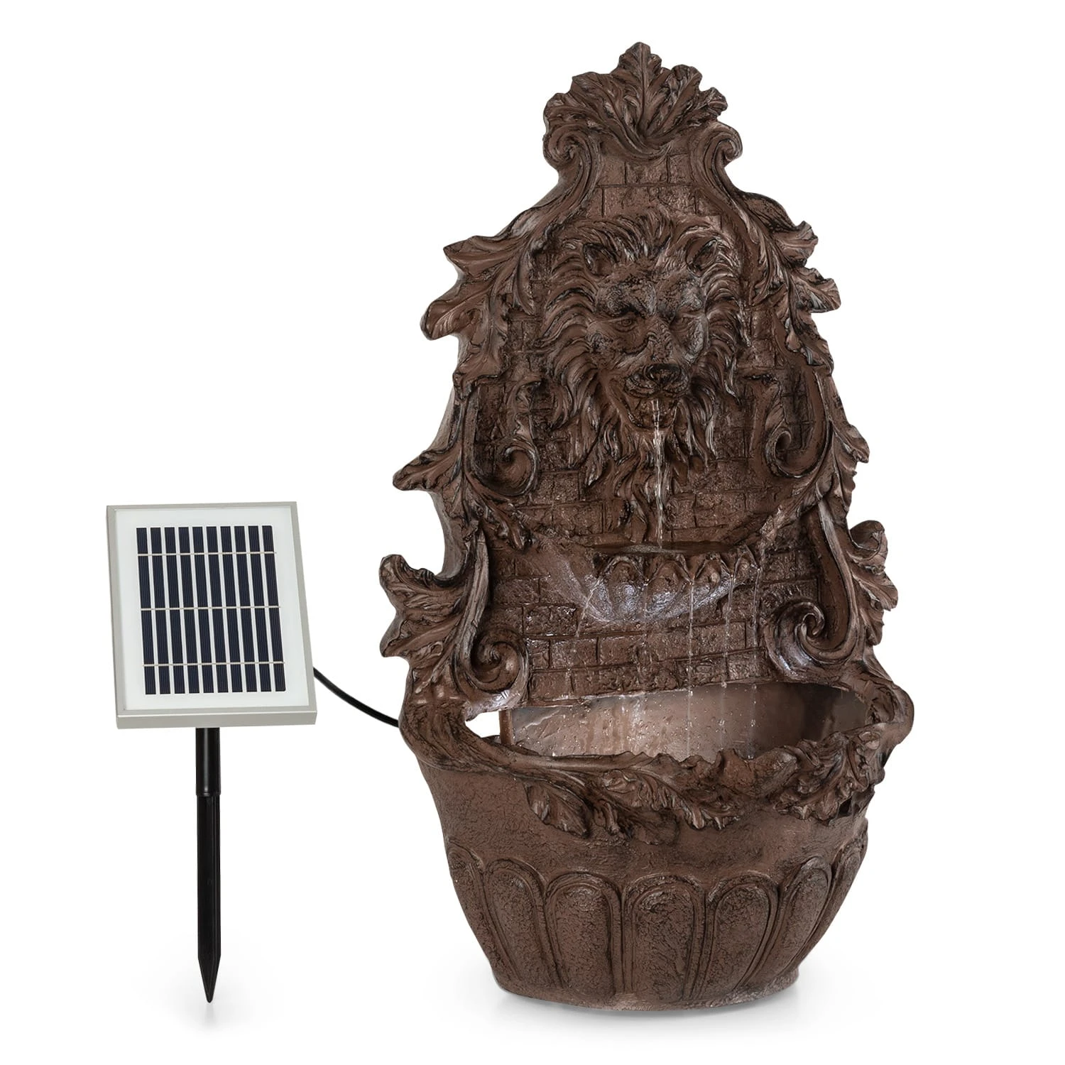 Löwenstein Wandbrunnen 2W Solar-Pumpe Polyresin 4 Weiße LED 5m Kabel 3 Löwenstein Wandbrunnen 2W Solar-Pumpe Polyresin 4 Weiße LED 5m Kabel