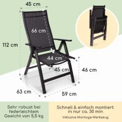 London Gartenstuhl 2er-Set Textilene Aluminium 6-Positionen Klappbar -Haushaltsgerätegeschäft 10037102 de 0005 logo
