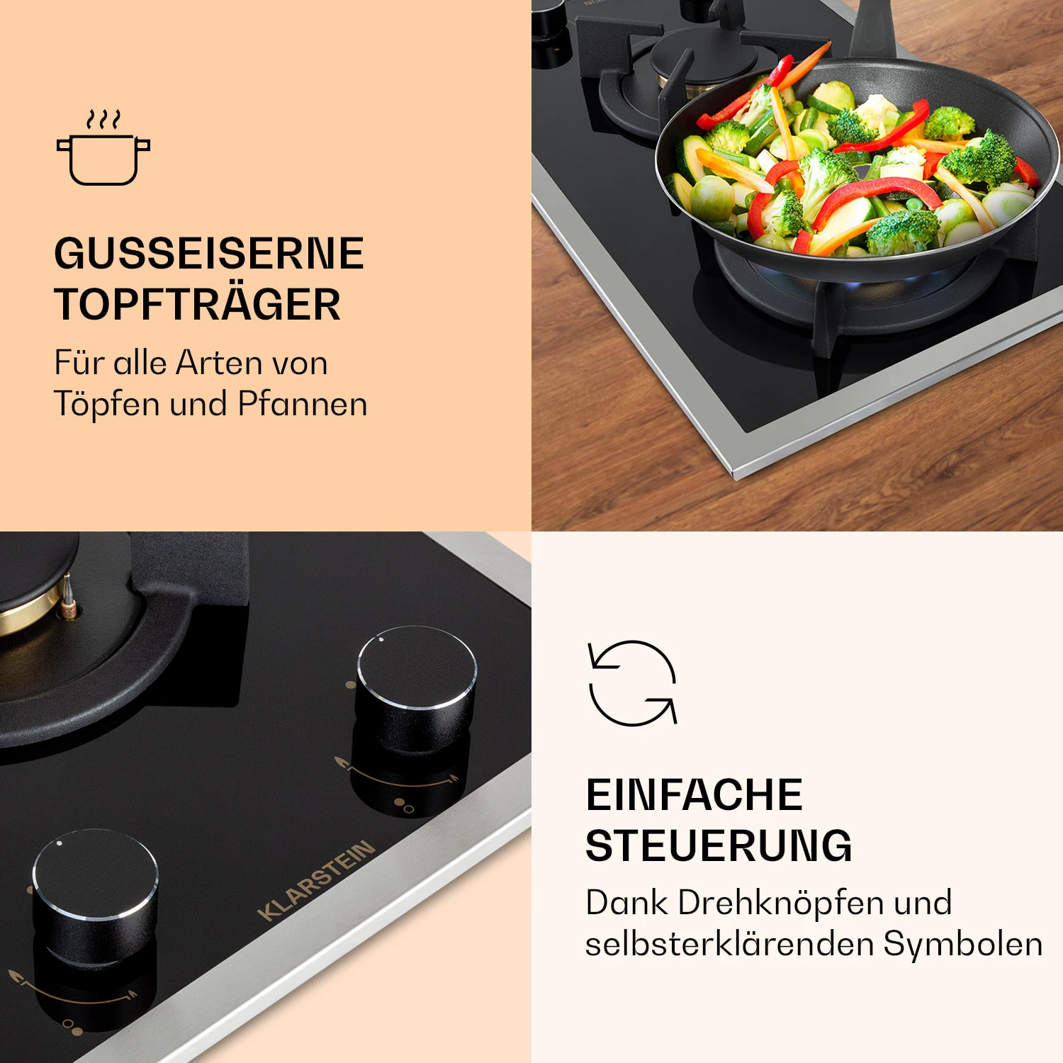 Goldflame Domino Prime Gaskochfeld 2-flammig Messing-Brenner Glaskeramik 5 Goldflame Domino Prime Gaskochfeld 2-flammig Messing-Brenner Glaskeramik – Bild 3