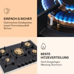 Goldflame 5 Prime Gaskochfeld 5-flammig Messing-Brenner Glaskeramik -Haushaltsgerätegeschäft 10037808 de 0005 logo