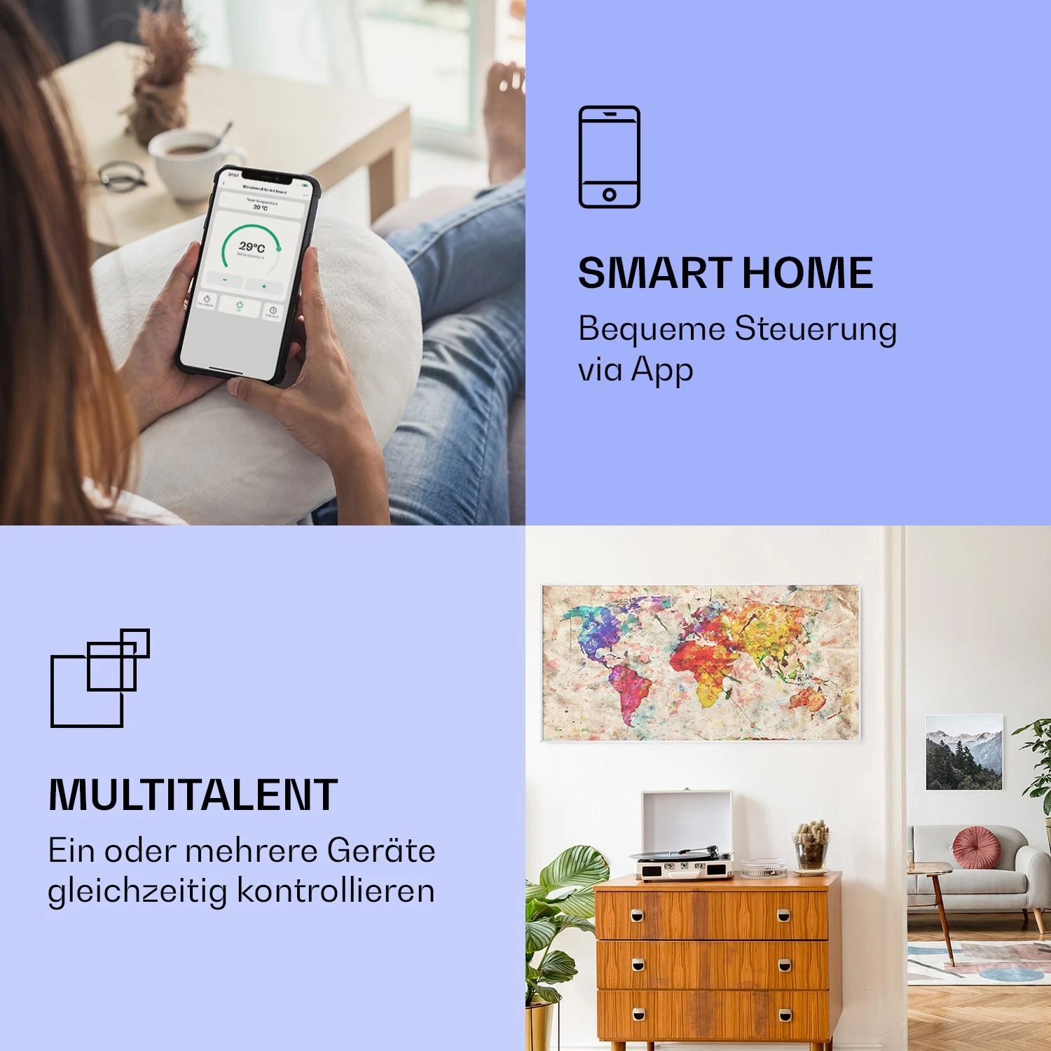 Wonderwall Air Art Smart Infrarotheizung Farbige Karte 120x60cm 700W 4 Wonderwall Air Art Smart Infrarotheizung Farbige Karte 120x60cm 700W – Bild 2