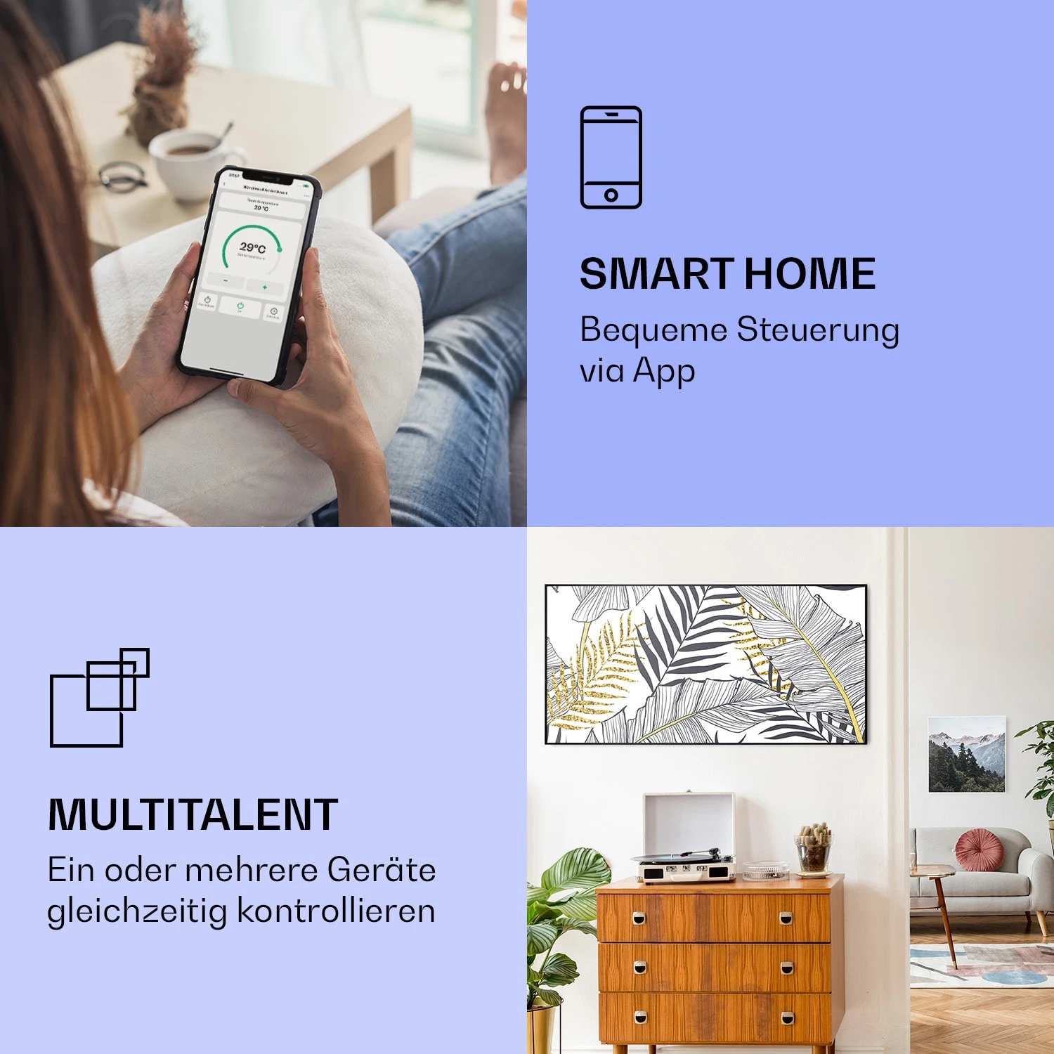 Wonderwall Air Art Smart Infrarotheizung Blatt 120x60cm 700W 4 Wonderwall Air Art Smart Infrarotheizung Blatt 120x60cm 700W – Bild 2