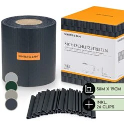 Sichtschutzstreifen Gartenzaun PVC 450 G/m² 50x19cm Clips
