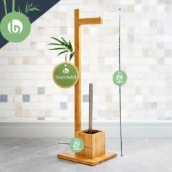 WC Garnitur Toilettenbürste 23x74x19,5cm Feuchtigkeitsresistent Bambus -Haushaltsgerätegeschäft 10038094 yy 0007 logo