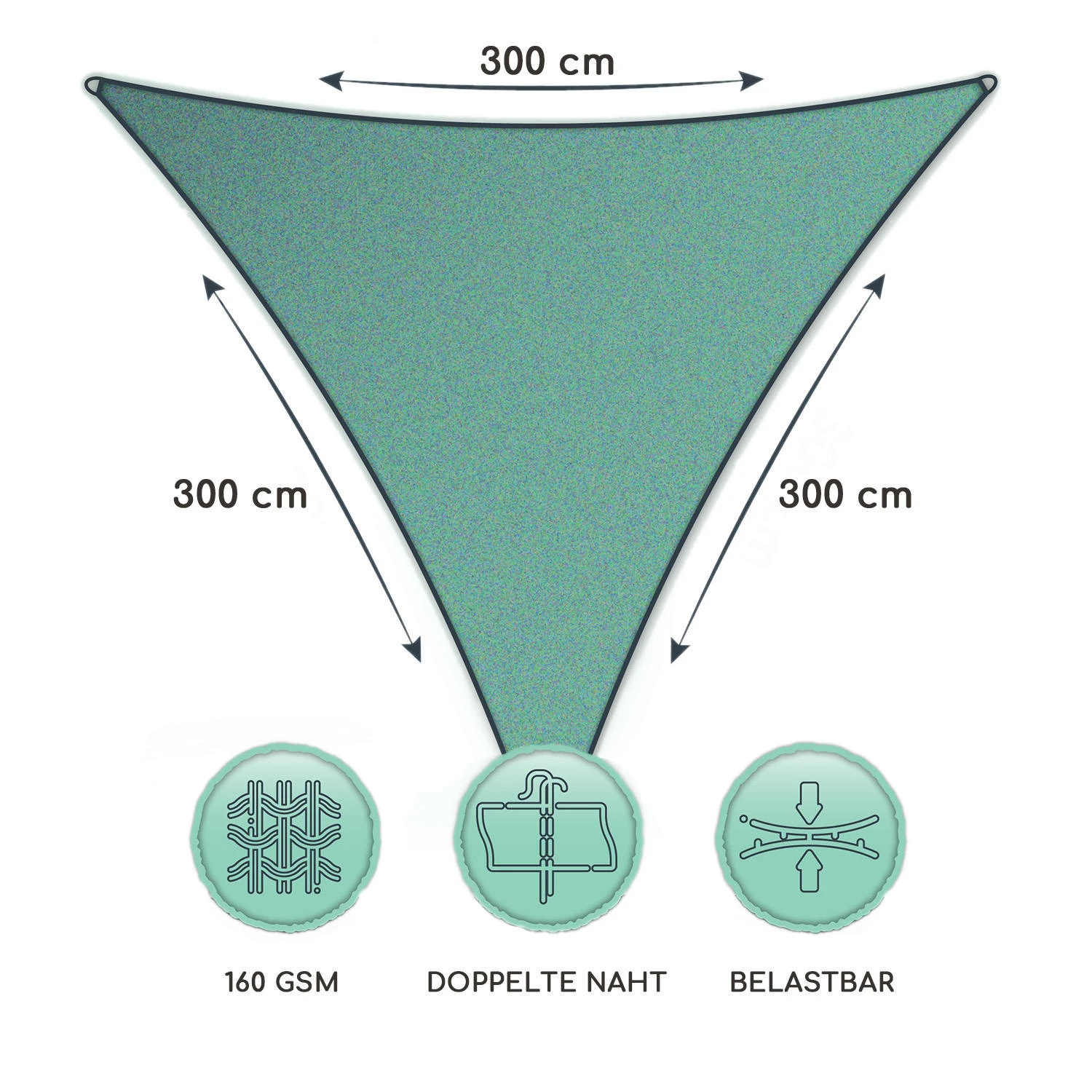 Dreieckiges Sonnensegel 3x3x3 M Polyester Luftdurchlässig 8 Dreieckiges Sonnensegel 3x3x3 M Polyester Luftdurchlässig – Bild 6