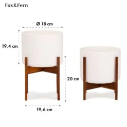 Thorn Blumentopf Mit Ständer 50er Jahre Stil 2er-Set Akazie 19,6x20x19,6 Cm -Haushaltsgerätegeschäft 10038441 yy 0006 usp