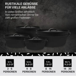 Galloway Dutch Oven 12.0 BBQ-Topf Gusseisen Größe XL / 12 Qt -Haushaltsgerätegeschäft 10038583 de 0006 usp