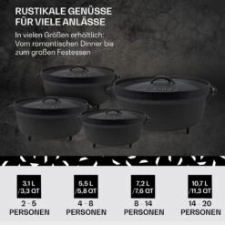 Galloway Dutch Oven 6.0 BBQ-Topf Gusseisen Standfüße Größe M / 6 Qt -Haushaltsgerätegeschäft 10038585 de 0006 usp