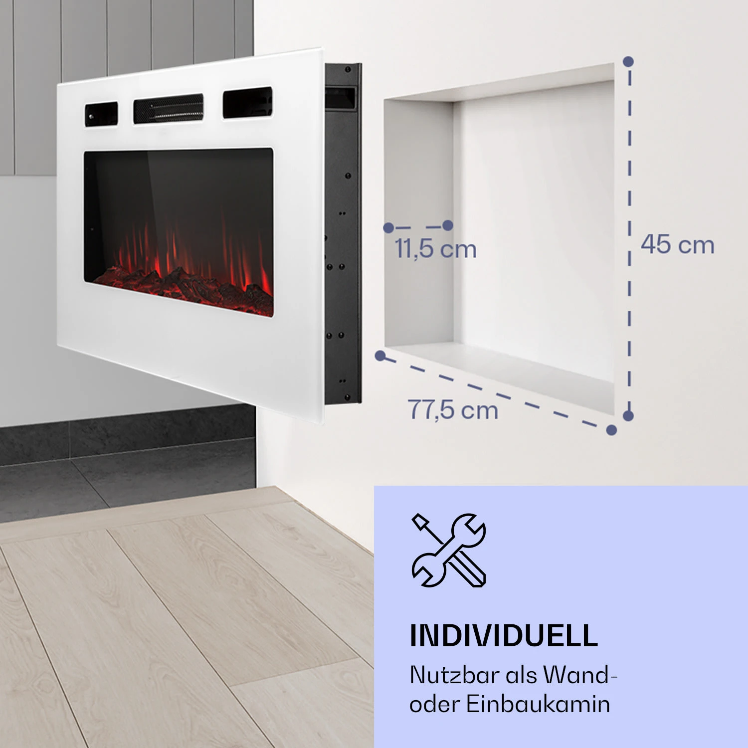 Galeras Elektrischer Wand- Und Einbaukamin 1800 W LED 3 Farben Timer 7 Galeras Elektrischer Wand- Und Einbaukamin 1800 W LED 3 Farben Timer – Bild 5