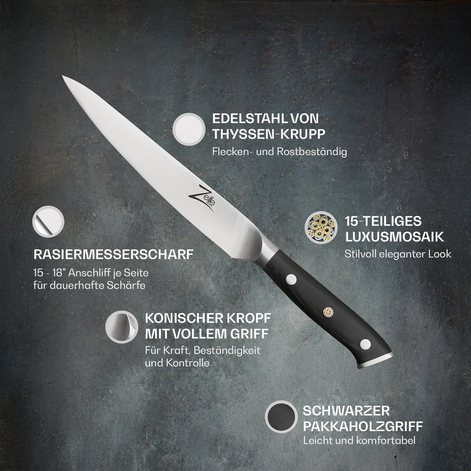 Alpha-Royal German 6"Allzweckmesser 56 HCR Edelstahl 4 Alpha-Royal German 6"Allzweckmesser 56 HCR Edelstahl – Bild 2