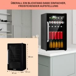 Beersafe 3XL Onyx Kühlschrank 98 Liter 4 Böden Panoramaglastür -Haushaltsgerätegeschäft 10039655 DE 0006 usp