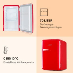 Audrey Retro-Kühlschrank 70 Liter 3 Regale 2 Türfächer Innenbeleuchtung -Haushaltsgerätegeschäft 10039692 de 0004 logo