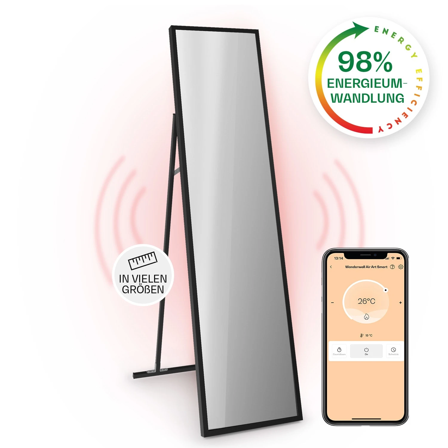 La Palma 900 Smart Infrarotstrahler Konvektor 40x160cm 900W Spiegel Standfuß 3 La Palma 900 Smart Infrarotstrahler Konvektor 40x160cm 900W Spiegel Standfuß