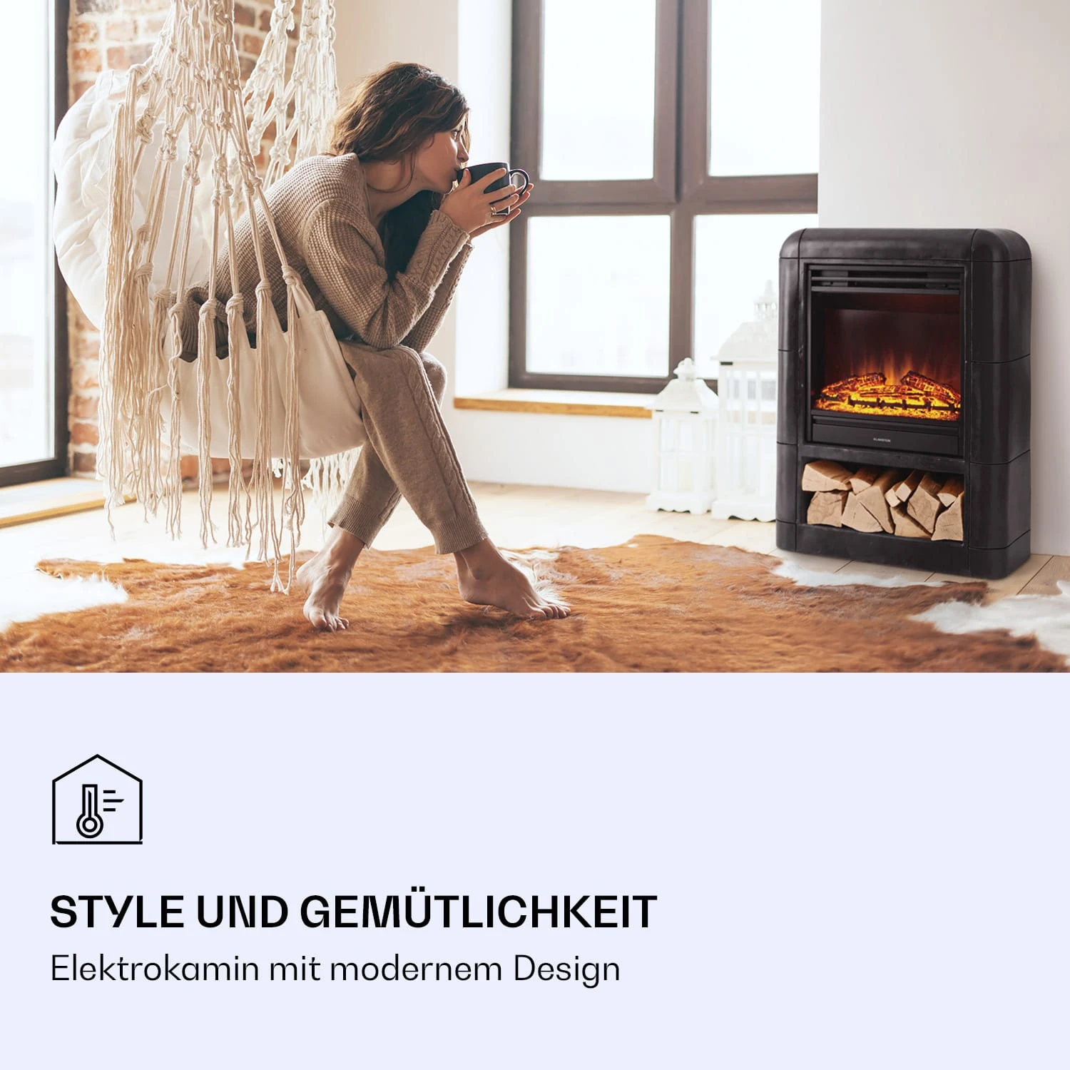 Dukono Elektrokamin 1800 W LED-Flammen Heizlüfter Timer Holzfach 4 Dukono Elektrokamin 1800 W LED-Flammen Heizlüfter Timer Holzfach – Bild 2