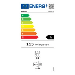 Vinsider 24 Built-In Uno Weinkühlschrank Einbaugerät 1 Zone 24 Flaschen Edelstahl -Haushaltsgerätegeschäft 10039913 energy label