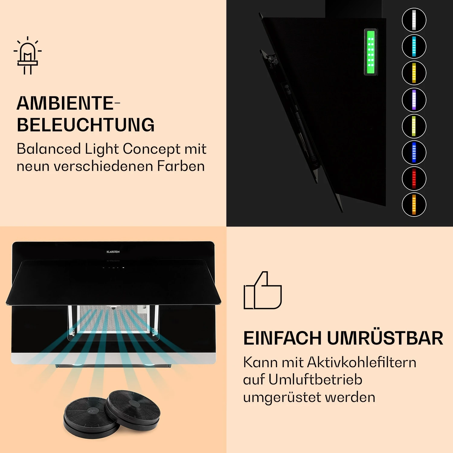 Aurora Eco 90 Dunstabzugshaube 550 M³/h 90cm Kopffrei Ambientelicht 6 Aurora Eco 90 Dunstabzugshaube 550 M³/h 90cm Kopffrei Ambientelicht – Bild 4