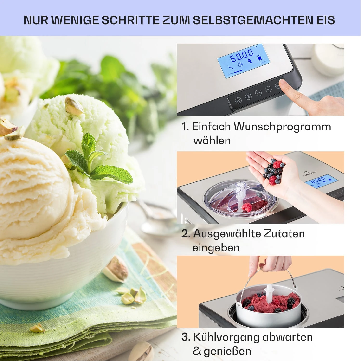 Dolce Bacio Smart Eiscremebereiter Yogurtmaker Kompressor 2 Liter WiFi Touch Edelstahl 6 Dolce Bacio Smart Eiscremebereiter Yogurtmaker Kompressor 2 Liter WiFi Touch Edelstahl – Bild 4