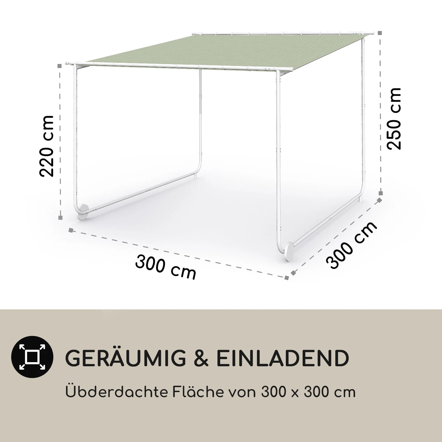 Nantes Pavillon Gazebo Sonnendach 3x3m Polyester Stahlrahmen UV50+ Bodenrollen 6 Nantes Pavillon Gazebo Sonnendach 3x3m Polyester Stahlrahmen UV50+ Bodenrollen – Bild 4