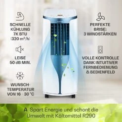 New Breeze 7 Mobile Klimaanlage 7000BTU 2,1kW Bis 34m² EEC A Mobil Fernbedienung -Haushaltsgerätegeschäft 10040153 de 0003 usp