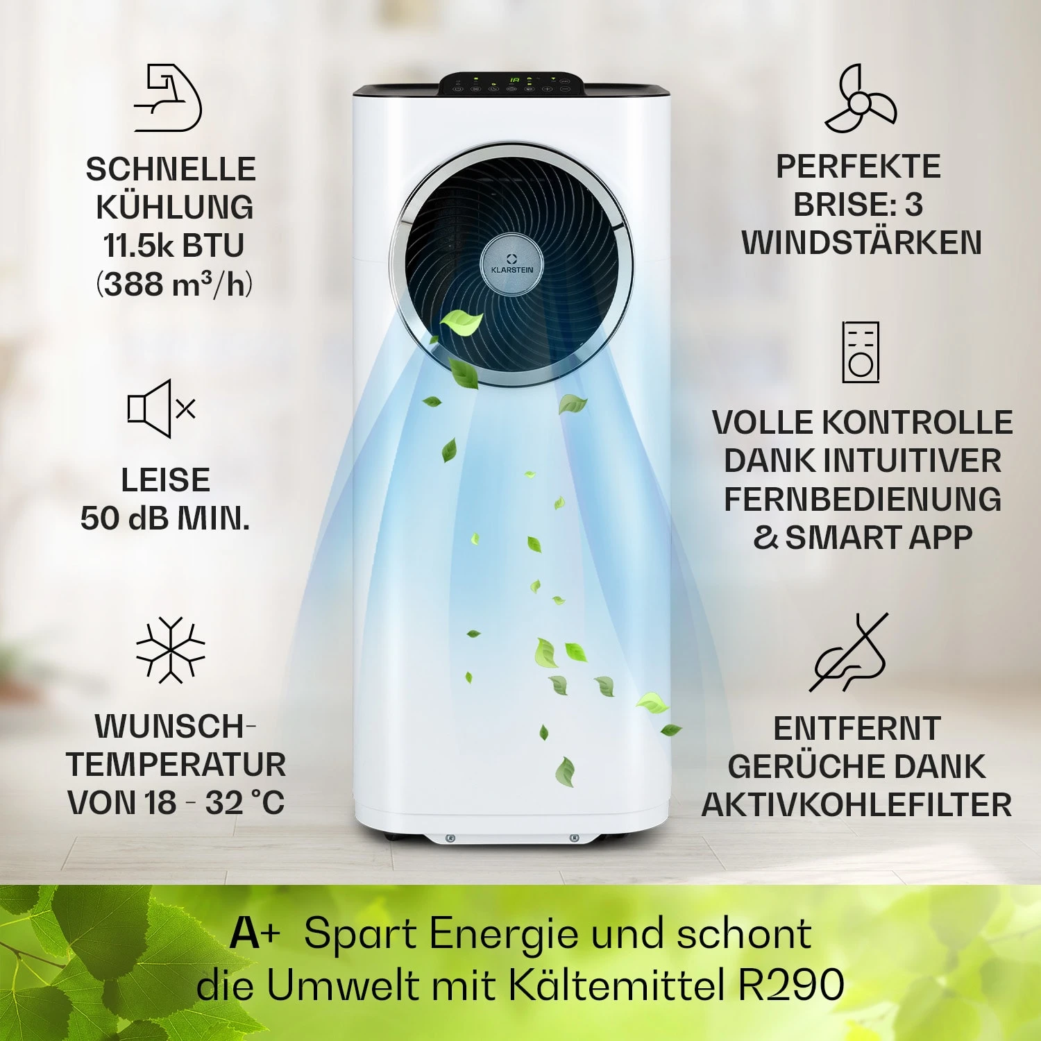 Kraftwerk Eco Smart 11 Klimaanlage 3-in-1 11500 BTU App Fernbedienung 4 Kraftwerk Eco Smart 11 Klimaanlage 3-in-1 11500 BTU App Fernbedienung – Bild 2