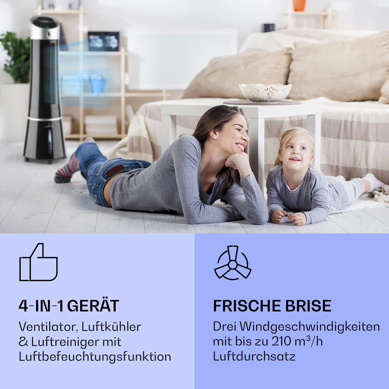 Skyscraper Ice Smart 4-in-1 Luftkühler & Ventilator WiFi 210m³/h Fernbedienung 4 Skyscraper Ice Smart 4-in-1 Luftkühler & Ventilator WiFi 210m³/h Fernbedienung – Bild 2