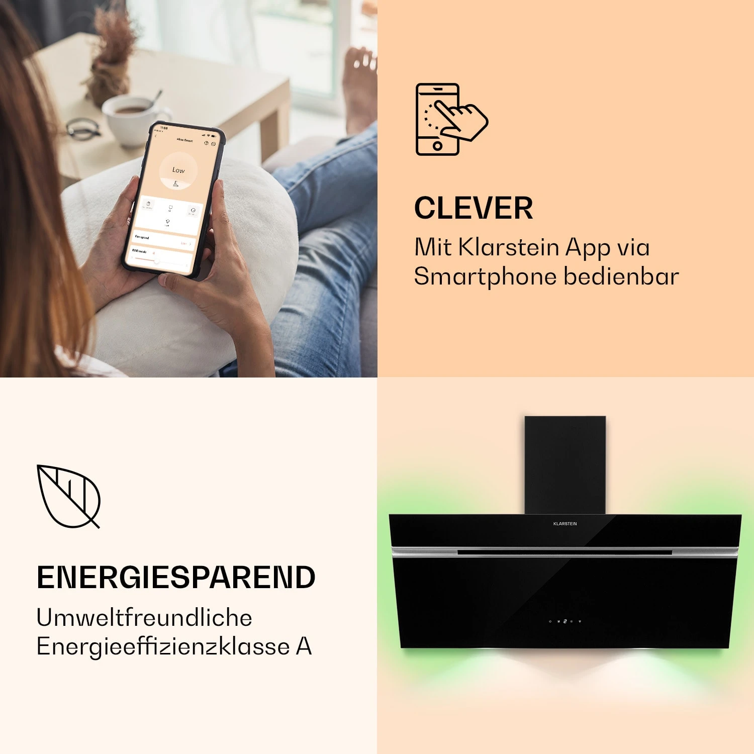 Alina 90 Smart Dunstabzugshaube 90cm 594m³/h LED Ambiente Glasfront 5 Alina 90 Smart Dunstabzugshaube 90cm 594m³/h LED Ambiente Glasfront – Bild 3