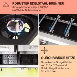 Kingsville 4.1 Kombigrill Gas + Kohle 13,7 KW 4+1 Brenner -Haushaltsgerätegeschäft 10040271 de 0005 usp