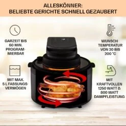 Vendure Heißluftfritteuse Mit Dampffunktion 1250W 5 Liter 6 Programme -Haushaltsgerätegeschäft 10040278 de 0003 usp