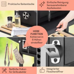 Aberdeen Double Holzkohlegrill Smoker Thermometer 2 Seitentische Mobil -Haushaltsgerätegeschäft 10040293 de 0006 usp