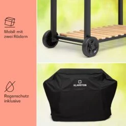 Aberdeen Double Holzkohlegrill Smoker Thermometer 2 Seitentische Mobil -Haushaltsgerätegeschäft 10040293 de 0008 usp