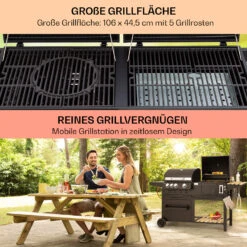 Aberdeen Kombi-Grill Gas Kohle Smoker Thermometer 2 Seitentische Mobil -Haushaltsgerätegeschäft 10040295 de 0005 usp