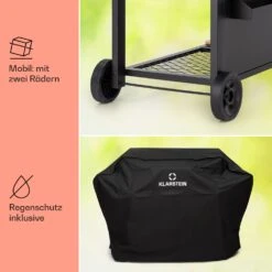 Aberdeen Kombi-Grill Gas Kohle Smoker Thermometer 2 Seitentische Mobil -Haushaltsgerätegeschäft 10040295 de 0009 usp