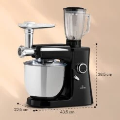 Renata Rossa Küchenmaschine 3-in-1 2000W 2,7PS 5Ltr Edelstahl BPA-frei -Haushaltsgerätegeschäft 10040500 yy 0008 dimensions