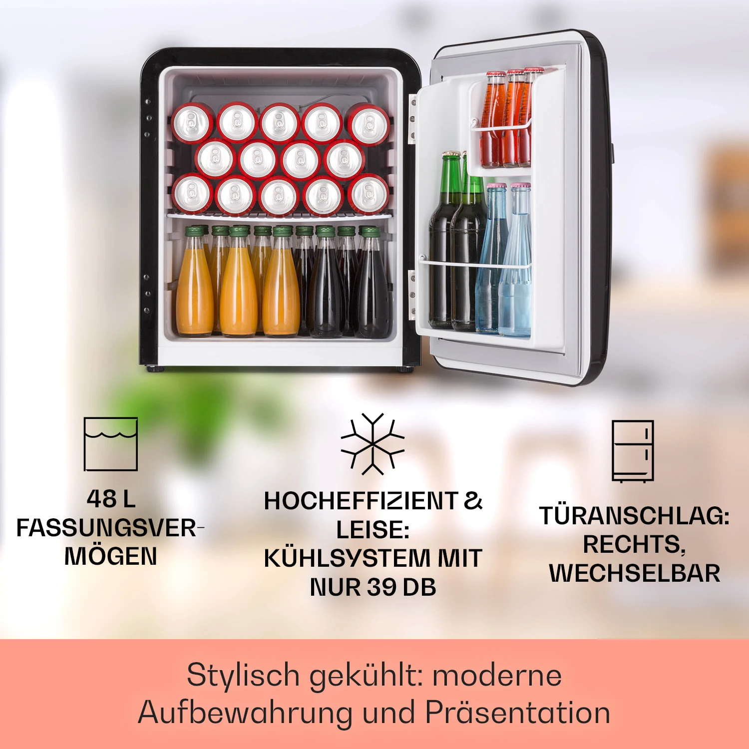 Audrey Mini Retro-Kühlschrank 48l 2 Ebenen 3 Audrey Mini Retro-Kühlschrank 48l 2 Ebenen