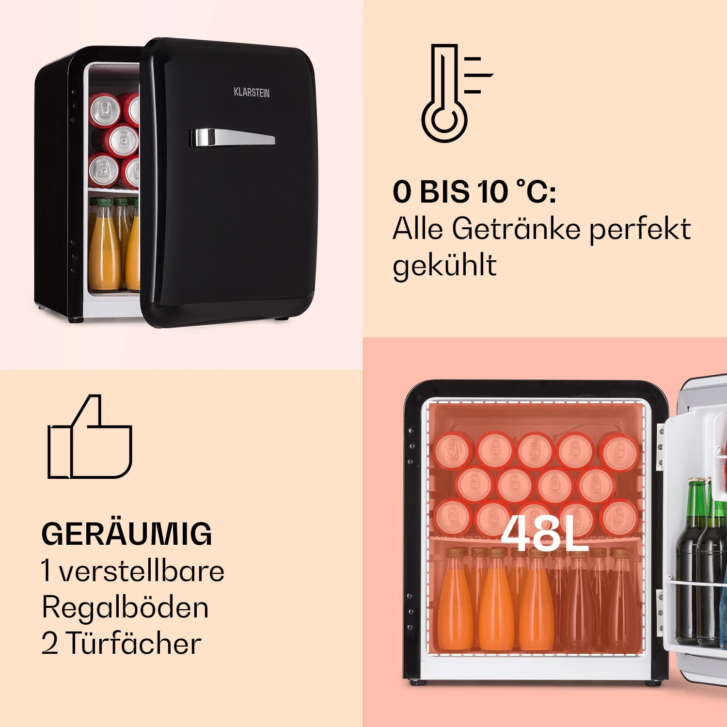 Audrey Mini Retro-Kühlschrank 48l 2 Ebenen 5 Audrey Mini Retro-Kühlschrank 48l 2 Ebenen – Bild 3