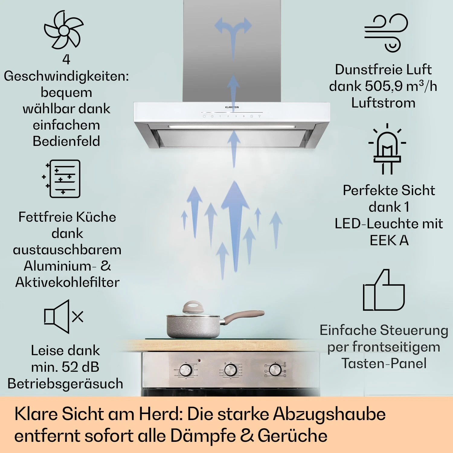 Alinea 60 Dunstabzugshaube 60cm Wandhaube WiFi A++ 500m³/h Touch 4 Alinea 60 Dunstabzugshaube 60cm Wandhaube WiFi A++ 500m³/h Touch – Bild 2
