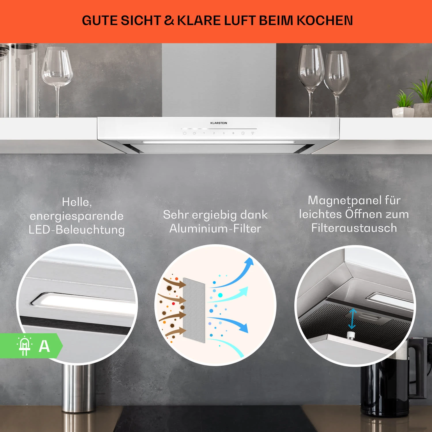 Alinea 60 Dunstabzugshaube 60cm Wandhaube WiFi A++ 500m³/h Touch 6 Alinea 60 Dunstabzugshaube 60cm Wandhaube WiFi A++ 500m³/h Touch – Bild 4
