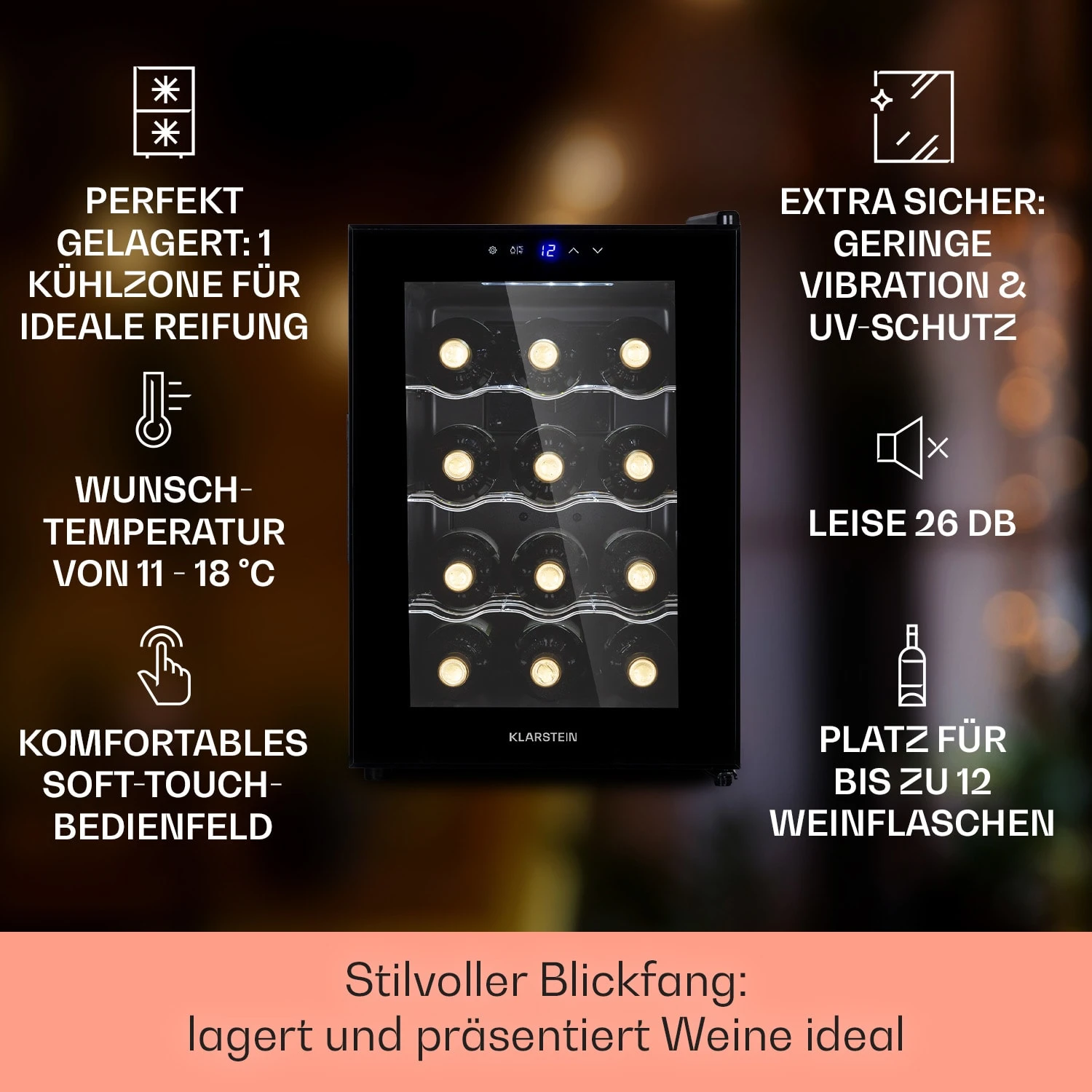 Barolo 12 Uno Weinkühlschrank 37 Ltr 12 Flaschen 11-18°C SingleZone 4 Barolo 12 Uno Weinkühlschrank 37 Ltr 12 Flaschen 11-18°C SingleZone – Bild 2