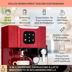 BellaVita Kaffeemaschine 3-in-1 1450 W 20 Bar Milchschäumer -Haushaltsgerätegeschäft 10041240 de 0002 usp