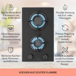 Firetale Gaskochfeld 2-flammig Aluminium-Brenner Erdgas/Propangas Inkl. Schlauch Und Druckminderer -Haushaltsgerätegeschäft 10041298 de 0002 usp