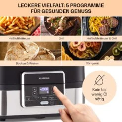 Combo Air Grill-Heißluftfritteuse 5 Programme 1500 Watt 4,5 L Grillkorb 2,5 L Frittierkorb -Haushaltsgerätegeschäft 10041330 de 0003 usp