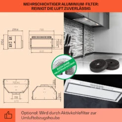 Camila Dunstabzugshaube Einbau 70 Cm 397 M³/h LED Touch Edelstahl -Haushaltsgerätegeschäft 10041346 de 0005 usp