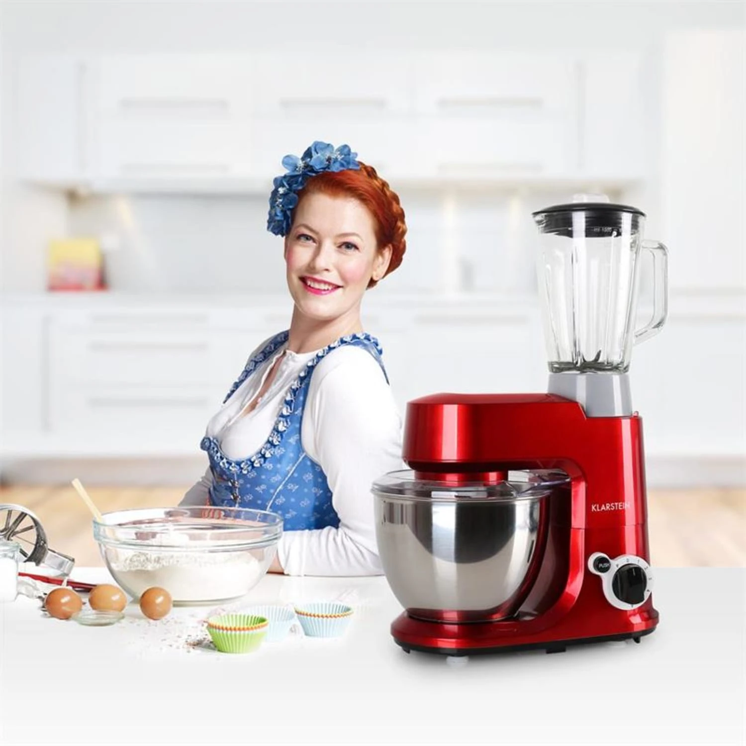 Carina Rossa Set 800W Küchenmaschine Plus 1,5L Blender Krug – Bild 3