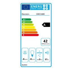 Sabia 60 Dunstabzugshaube 60cm | 600 M³/h | Energieeffizienzklasse A | Inklusive 2 X Aktivkohlefilter -Haushaltsgerätegeschäft 60002216 energy label
