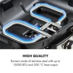 Parforce Duo Gasgrill 2 Brenner 4,4kW 15000BTU 300°C Gasschlauch Grau -Haushaltsgerätegeschäft 60002430 yy 0005 logo Klarstein Parforce Duo Gasgrill 2 Brenner grau